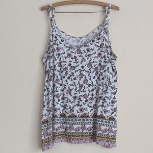 White Pink Yellow Floral Torrid Tank Top 💐 💛🤍